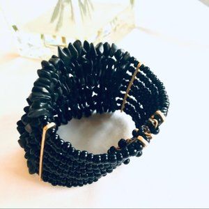 BoHo Handmade Beaded Chunky Bracelet - Black